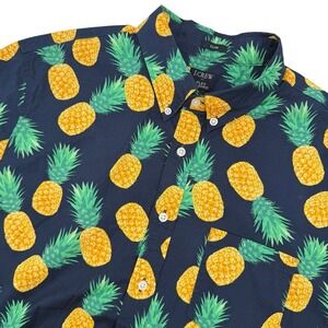 J. Crew Mens Size Large Slim Fit Short Sleeve Pineapple Print Button Up Shirt